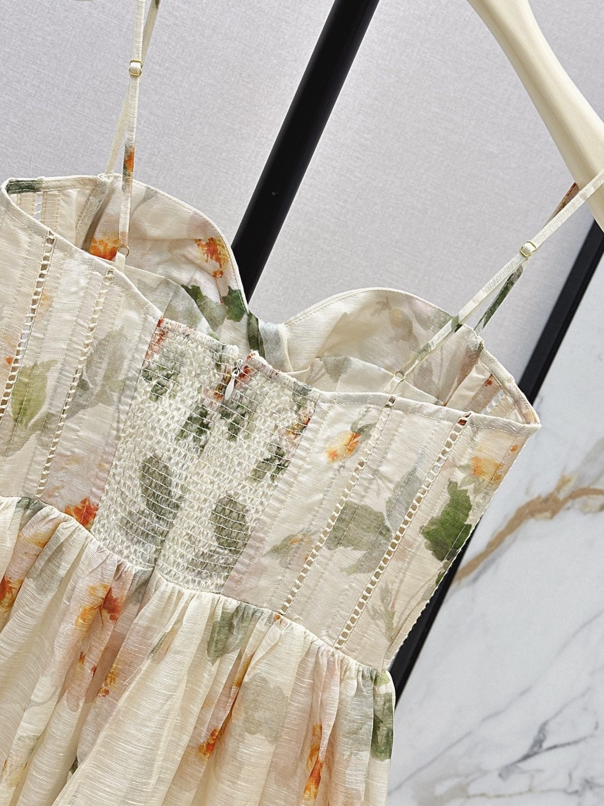 Floral Print Smocked Bodice Mini Dress
