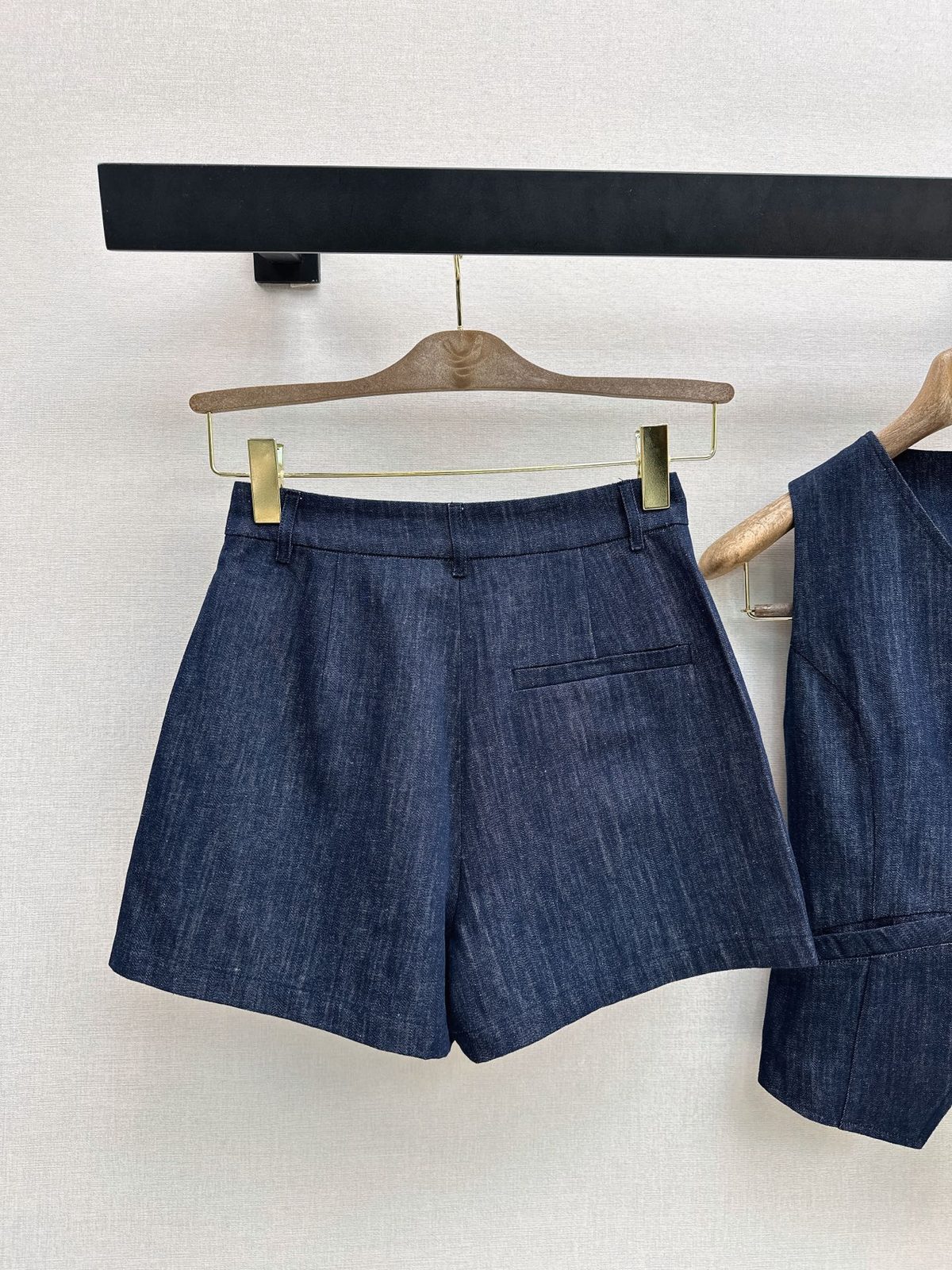Dark Indigo Denim Vest and Shorts Set