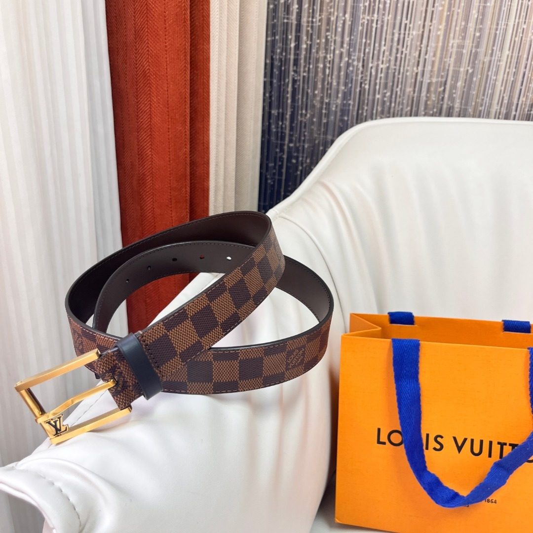 Louis Vuitton Damier Ebene Leather Belt