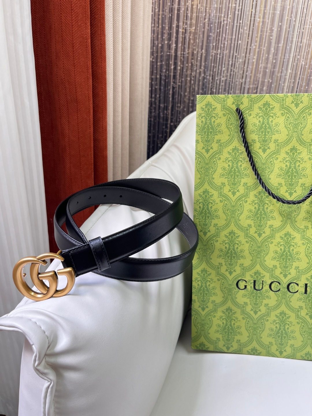Gucci GG Marmont Black Leather Belt