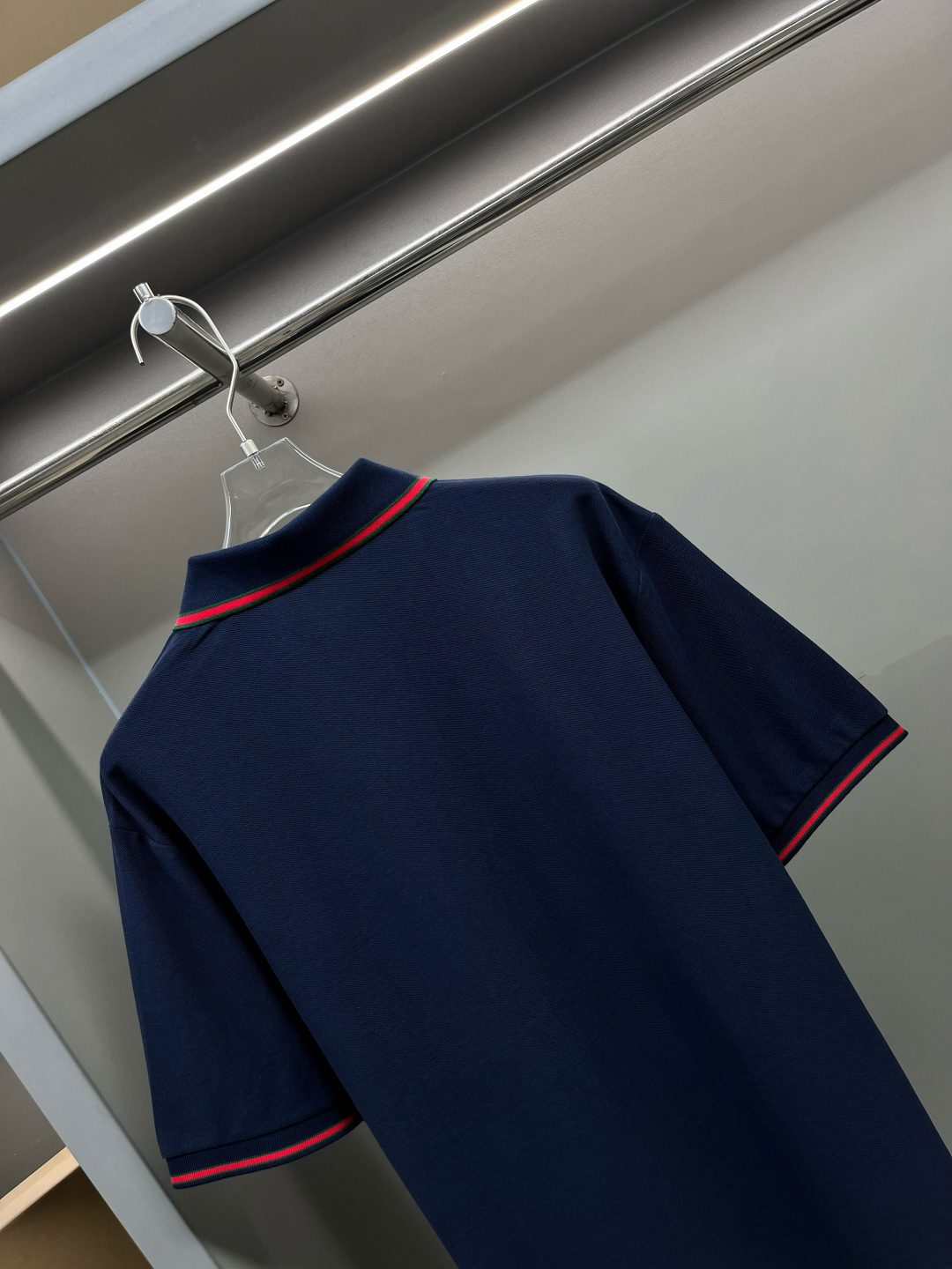 Burberry Striped Collar Polo Shirt Navy