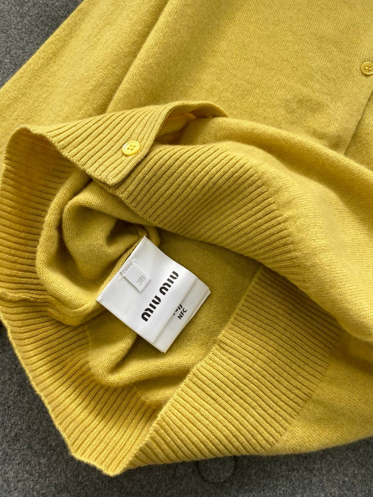 Miu Miu Yellow Wool Cardigan Sweater