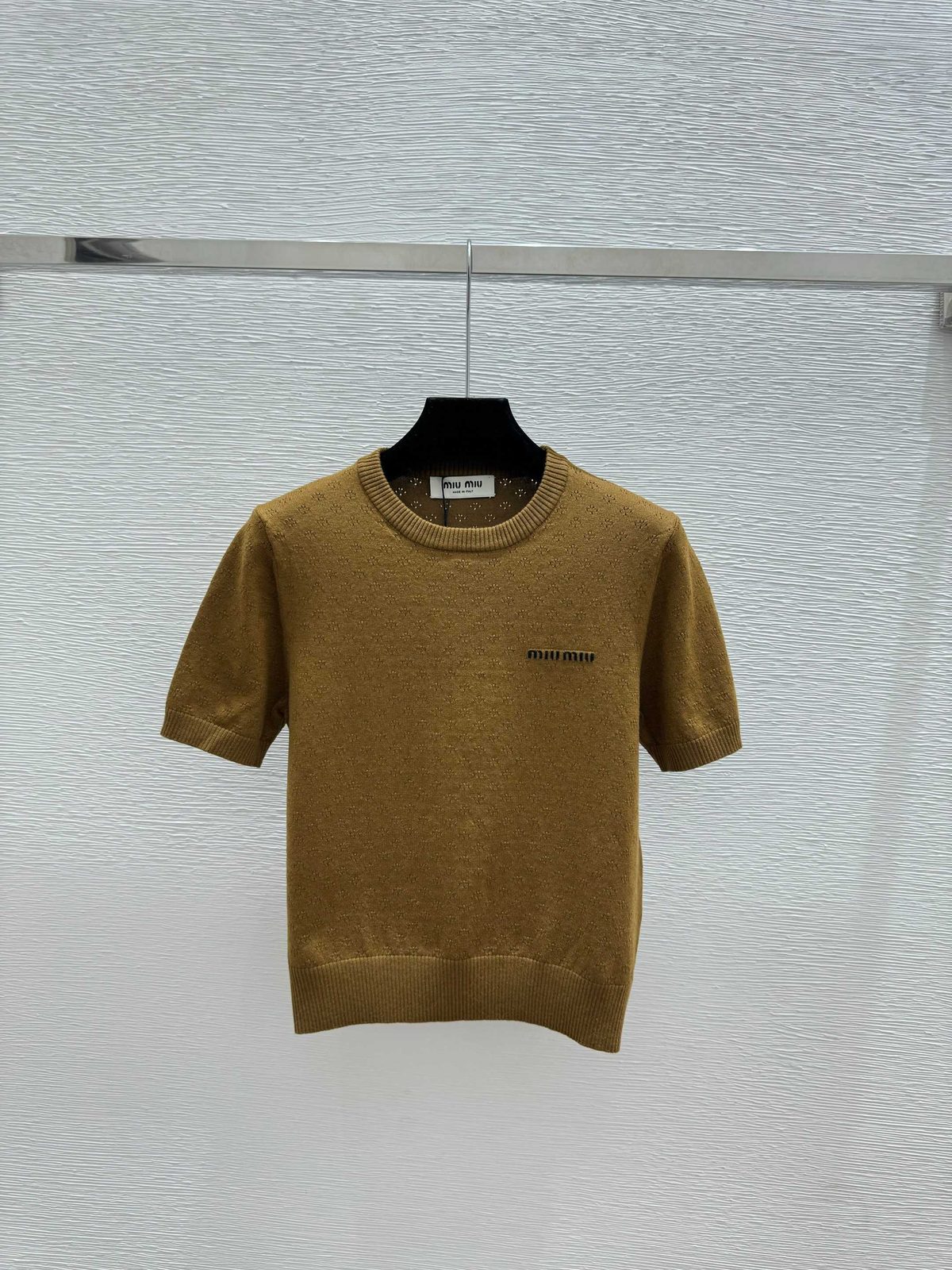 Miu Miu Knit Crewneck Short Sleeve Sweater