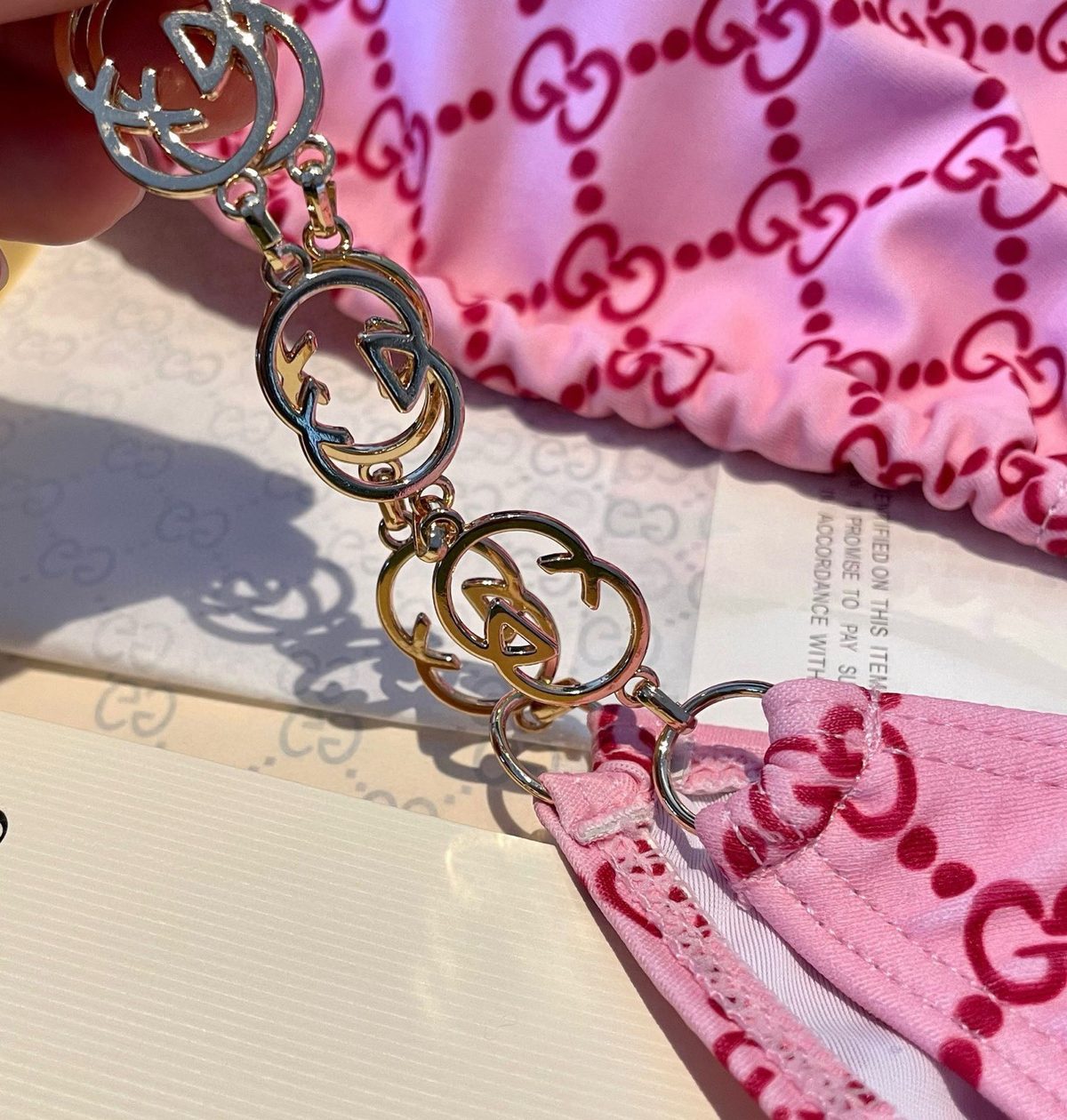 Gucci GG Monogram Pink Bikini Set