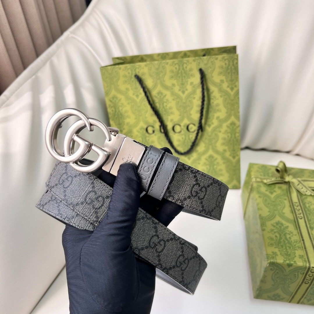 Gucci GG Canvas Leather Belt
