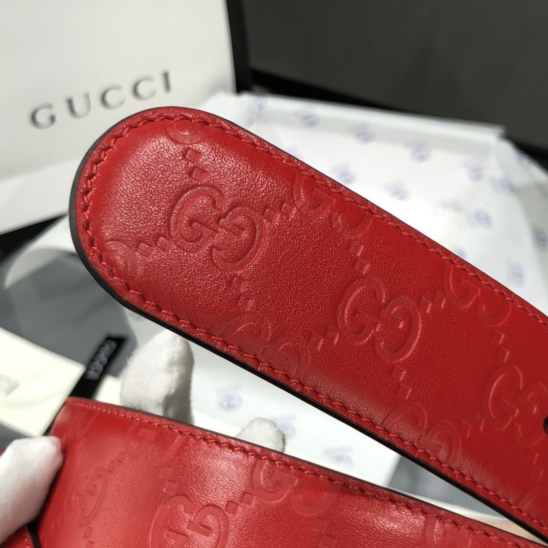 Gucci GG Marmont Red Leather Belt