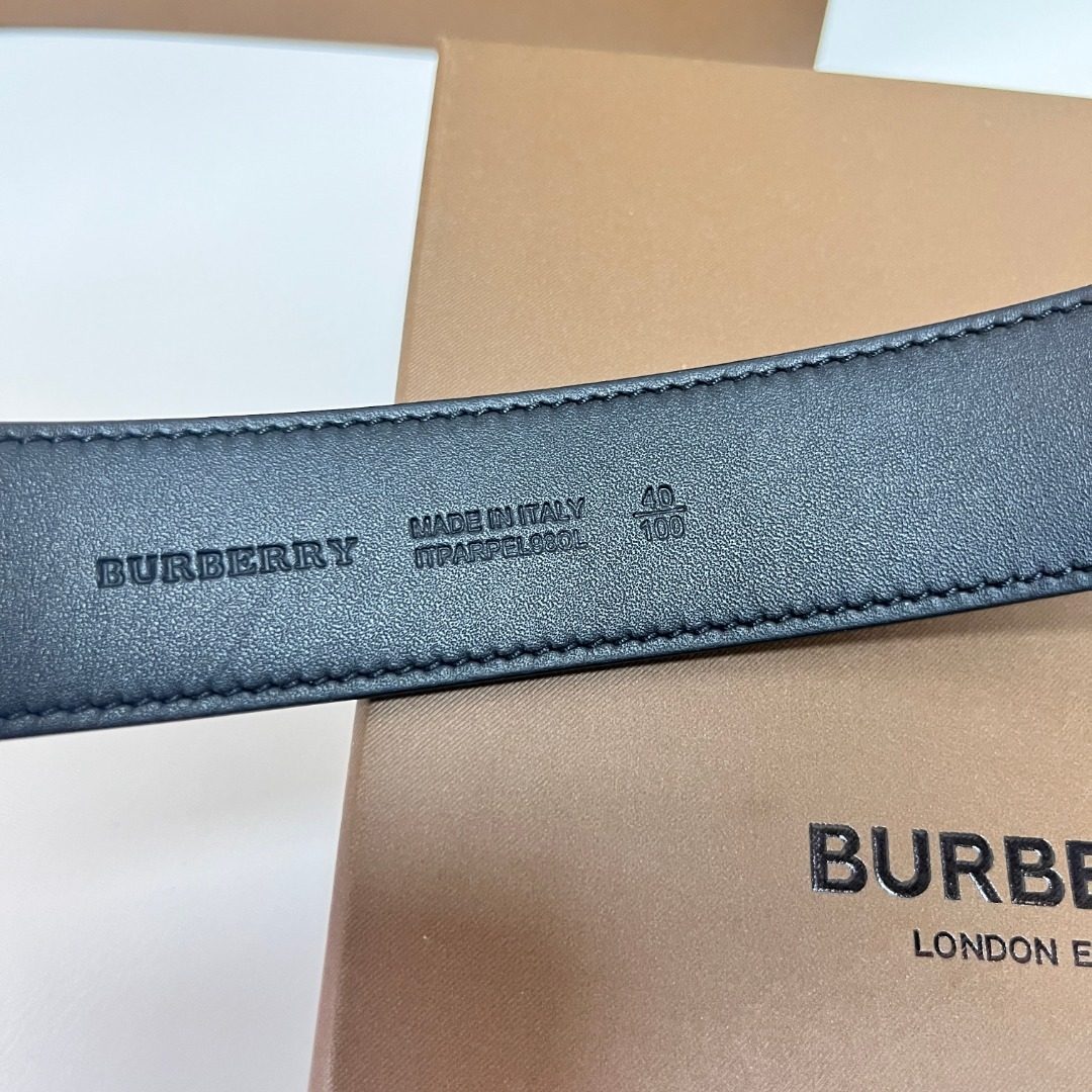 Burberry Leather Belt with Check Pattern