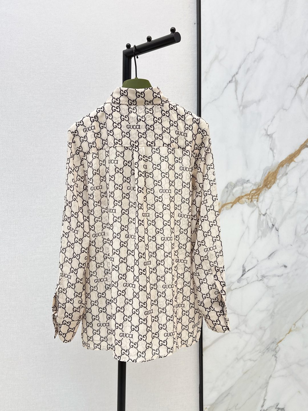 Gucci GG Monogram Silk Button-Up Shirt