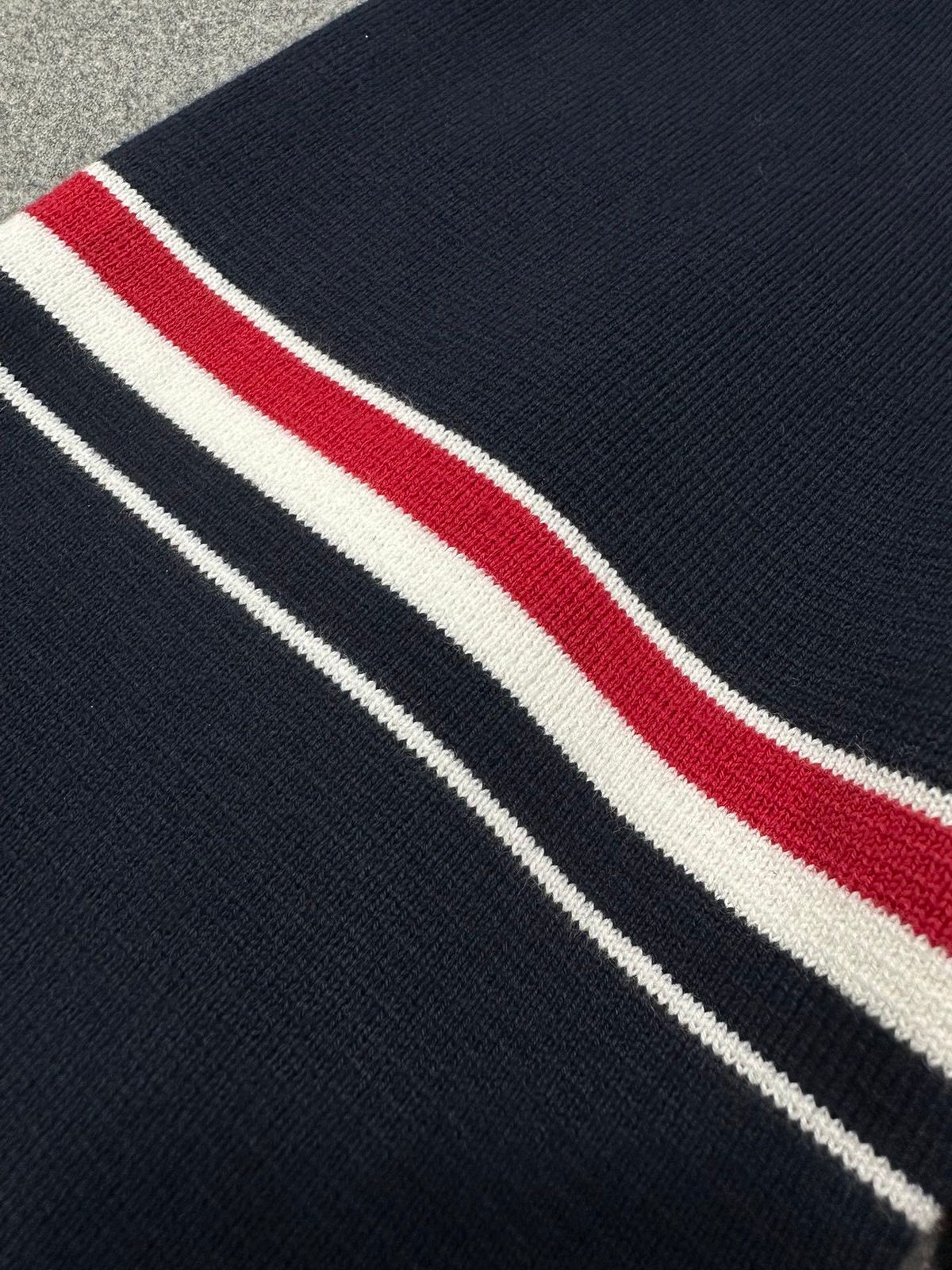 Thom Browne Navy Zip-Up Hoodie Sweatshirt