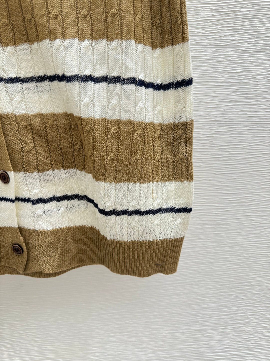 Striped Cable Knit Wool Vest