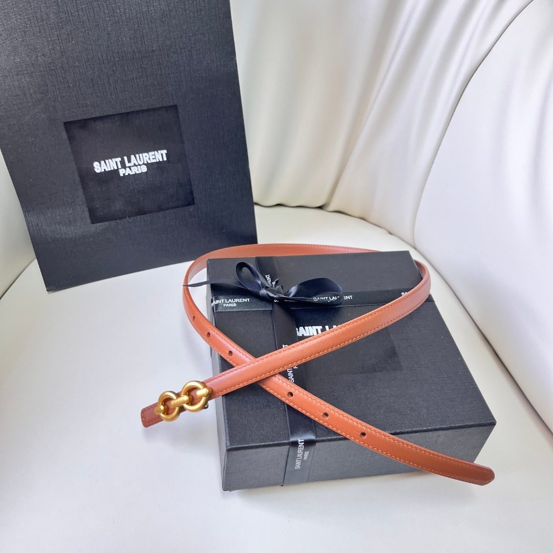 Saint Laurent Paris Leather Belt Orange