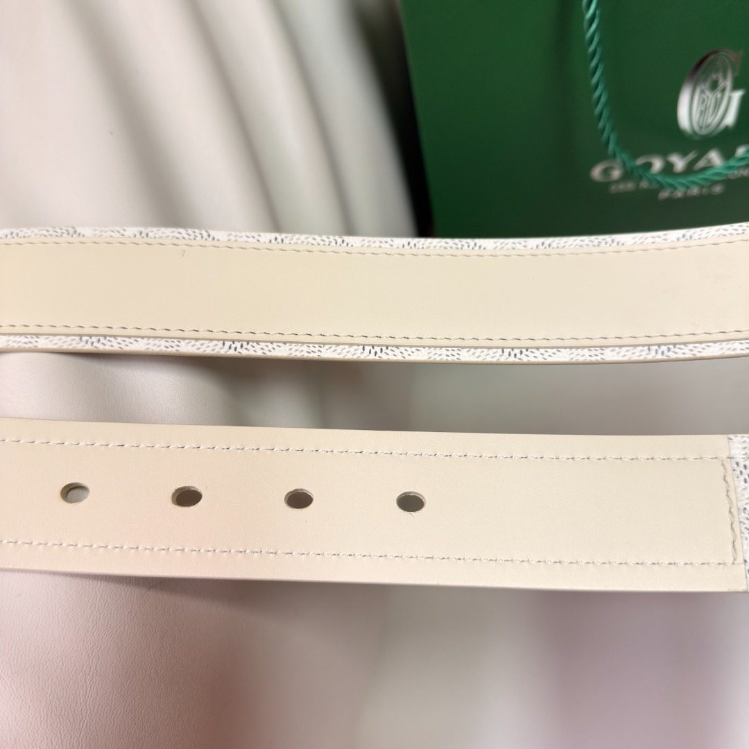 Goyard Leather Belt with Metal Buckle