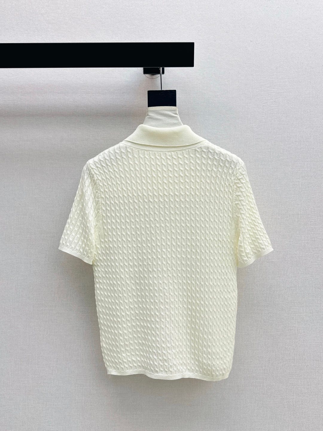 Textured Knit Short-Sleeve Henley Shirt