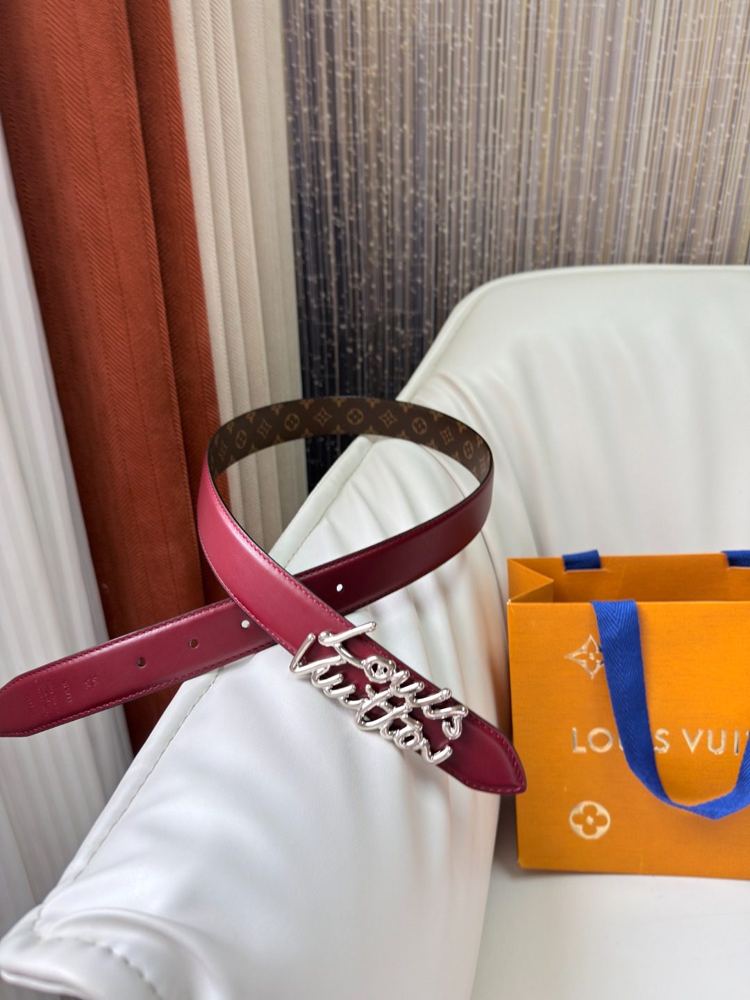 Louis Vuitton Monogram Chain Leather Belt