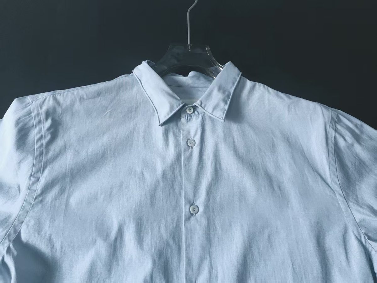 Prada Steel Blue Long Sleeve Cotton Shirt