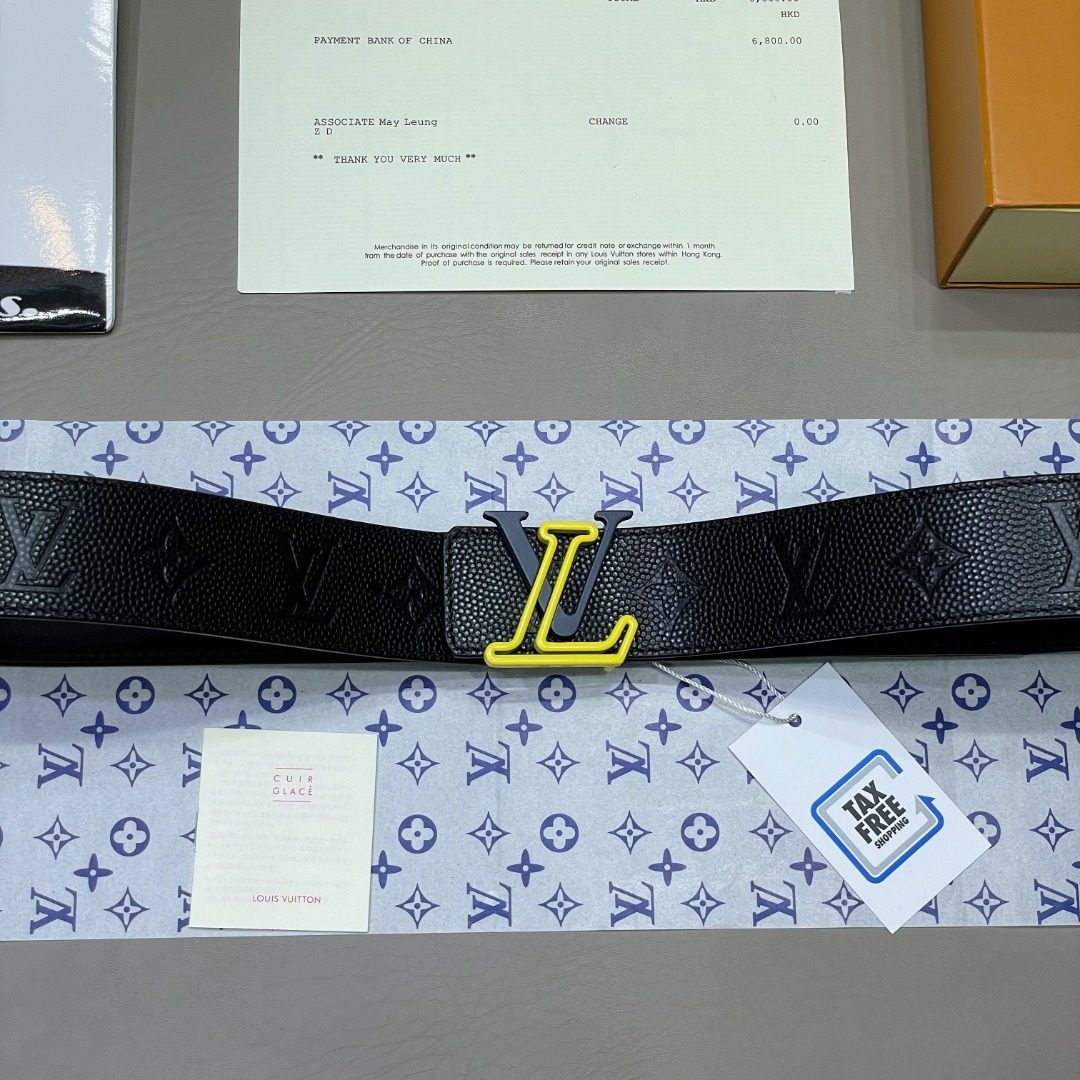 Louis Vuitton Damier Graphite Leather Belt Yellow