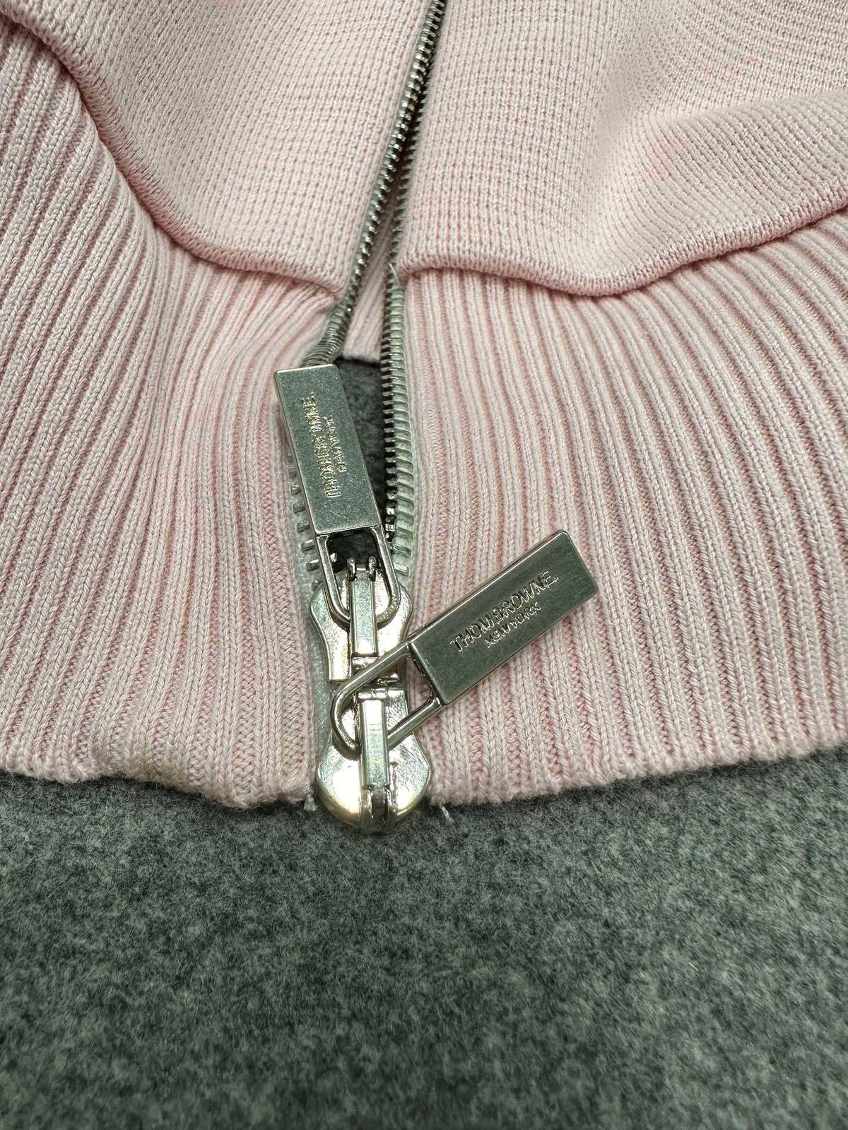Thom Browne Ribbed Zip Hoodie Pink