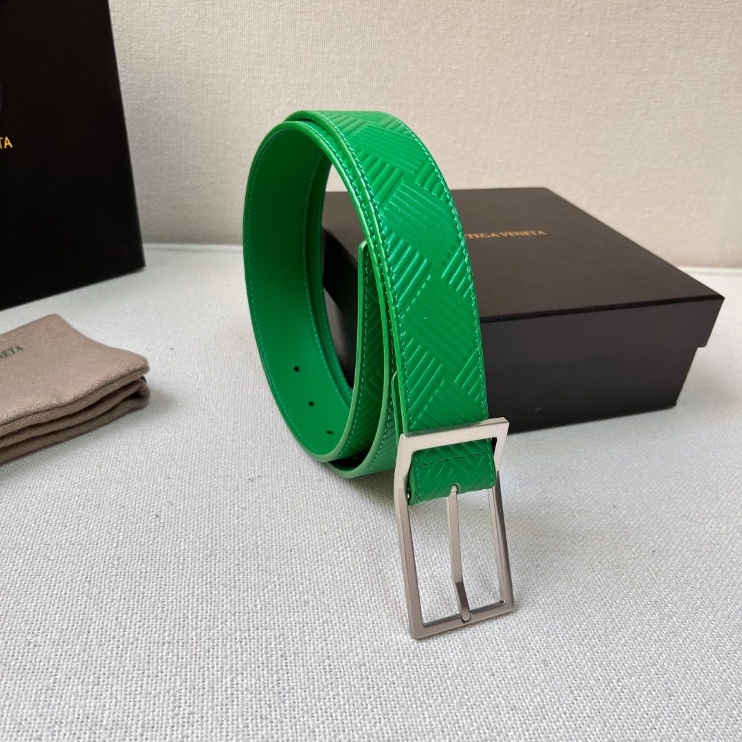 Bottega Veneta Intrecciato Leather Belt Green