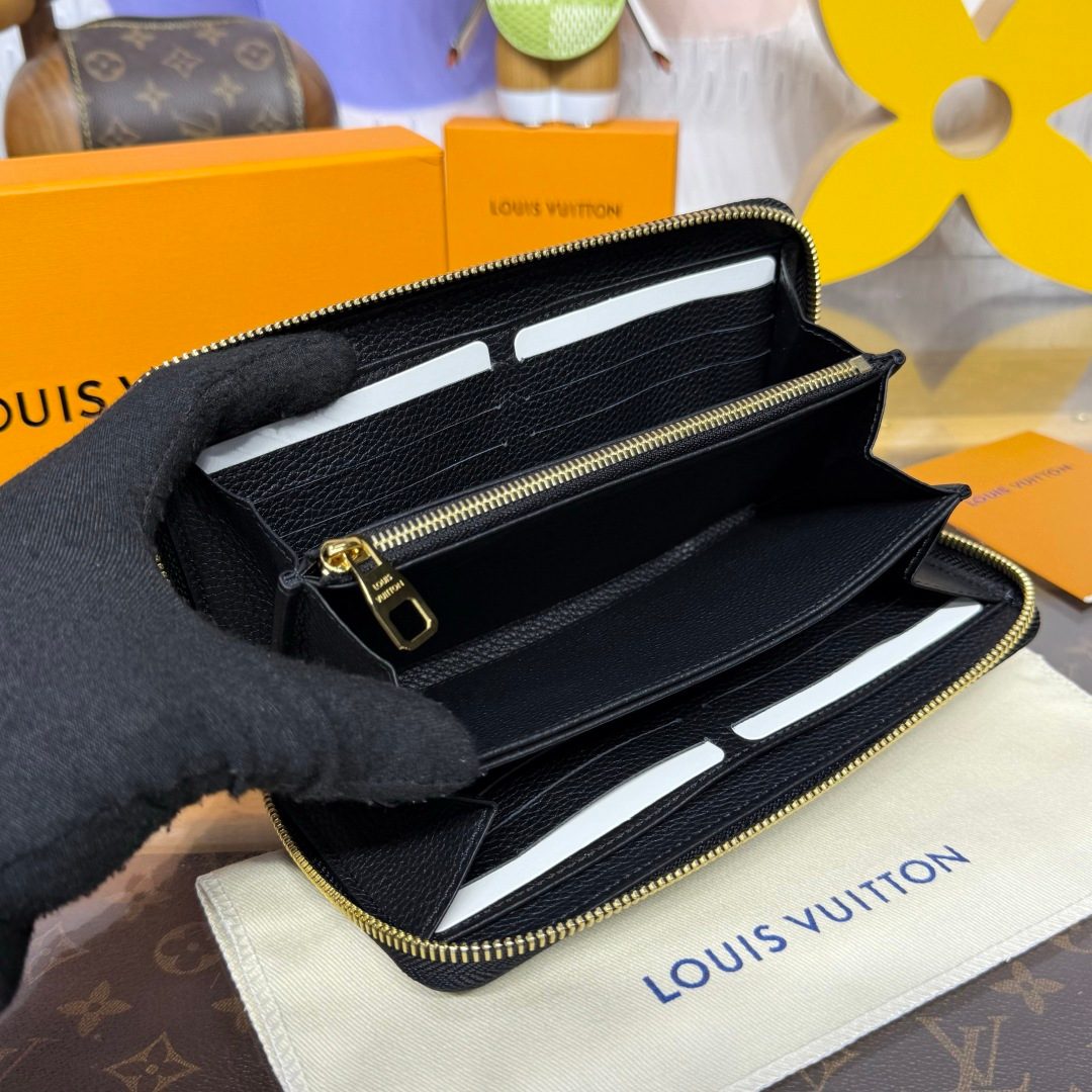 Louis Vuitton Zippy Wallet Black Leather