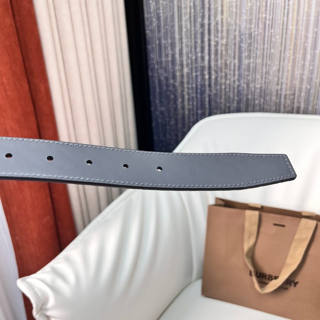 Burberry Monogram Leather Belt Black