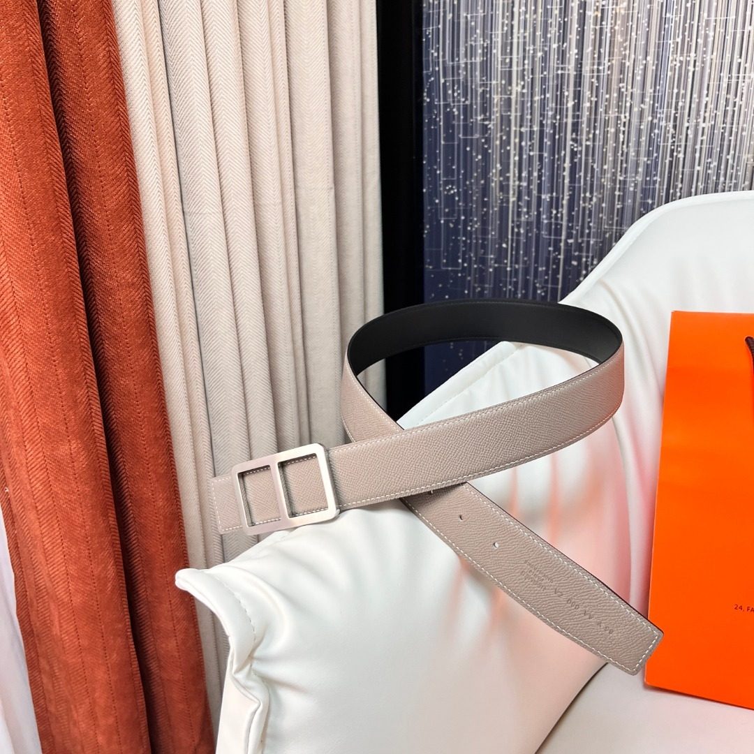 Hermès H-Buckle Leather Belt
