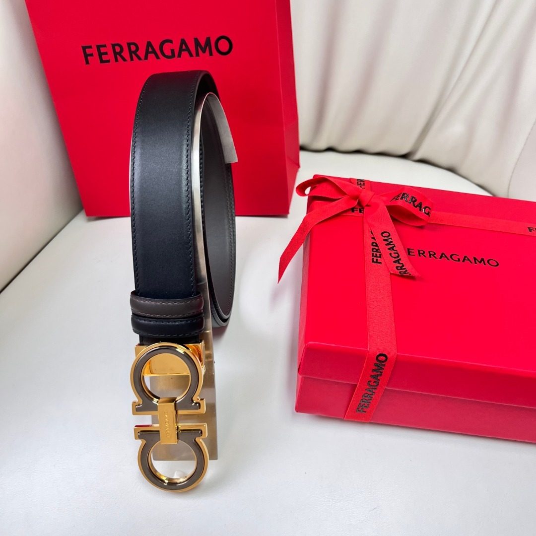 Ferragamo Gancini Buckle Leather Belt