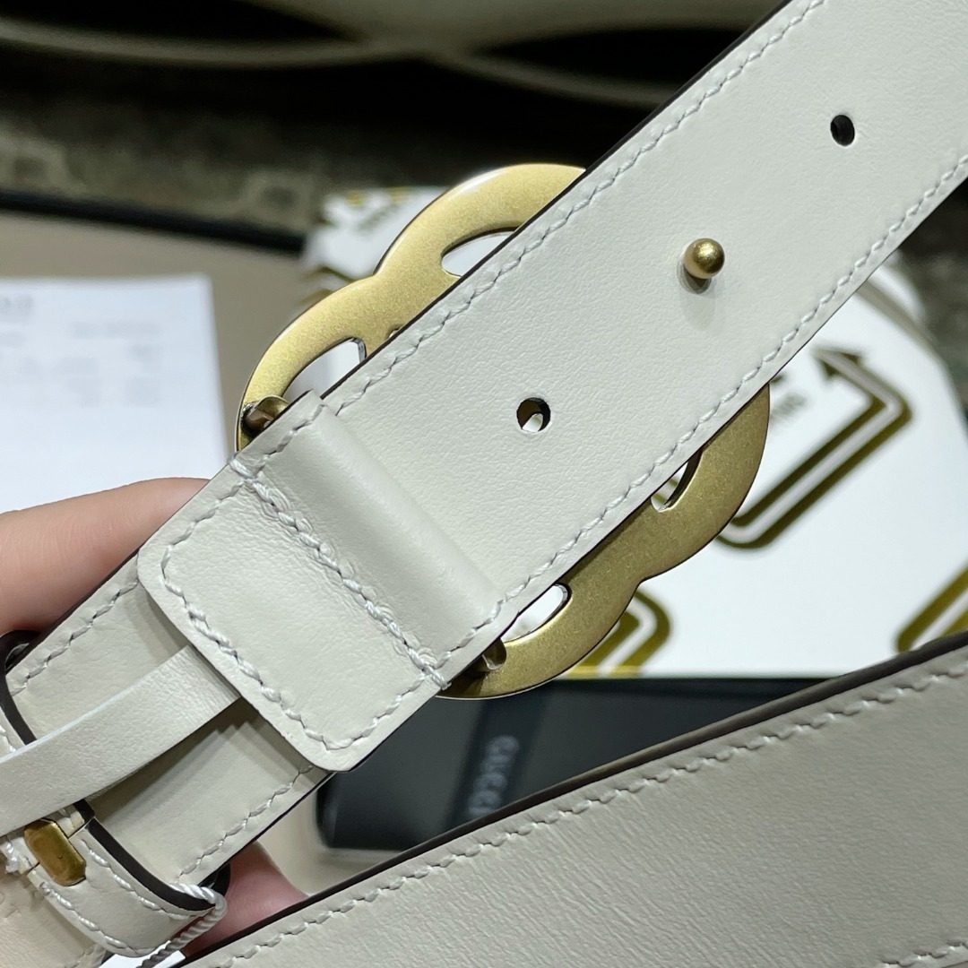 Gucci Leather Belt with Gold Hardware