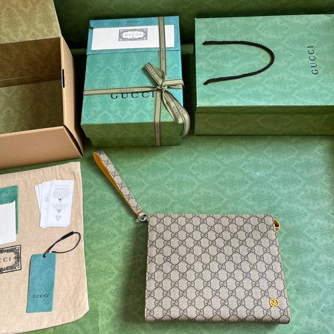 Gucci GG Supreme Canvas Wristlet Clutch