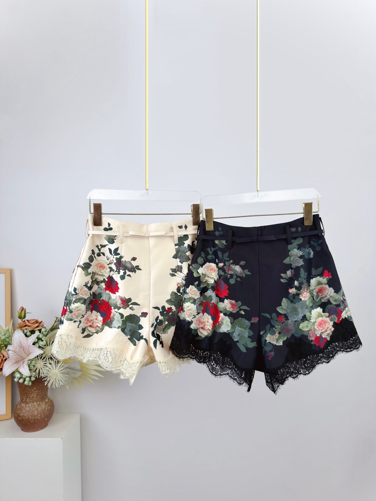 Hypnotic Floral Lace High-Waist Shorts