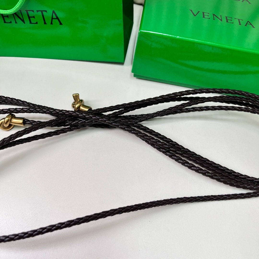 Bottega Veneta Black Braided Leather Cord Necklace