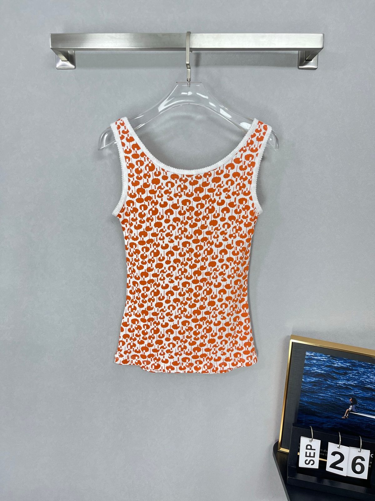 Miu Miu Patterned Cotton Tank Top