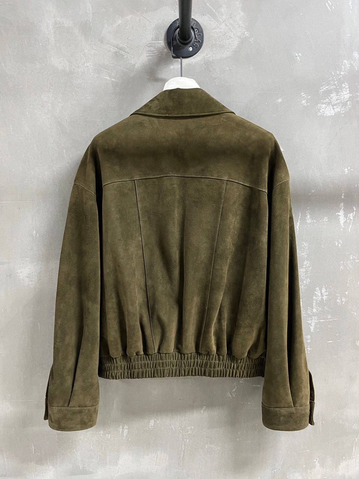 Olive Suede Bomber Jacket