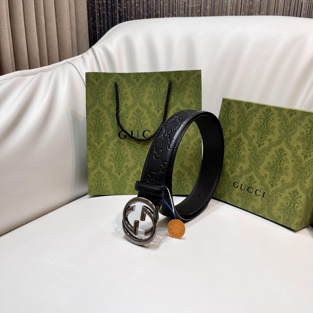 Gucci GG Embossed Leather Belt