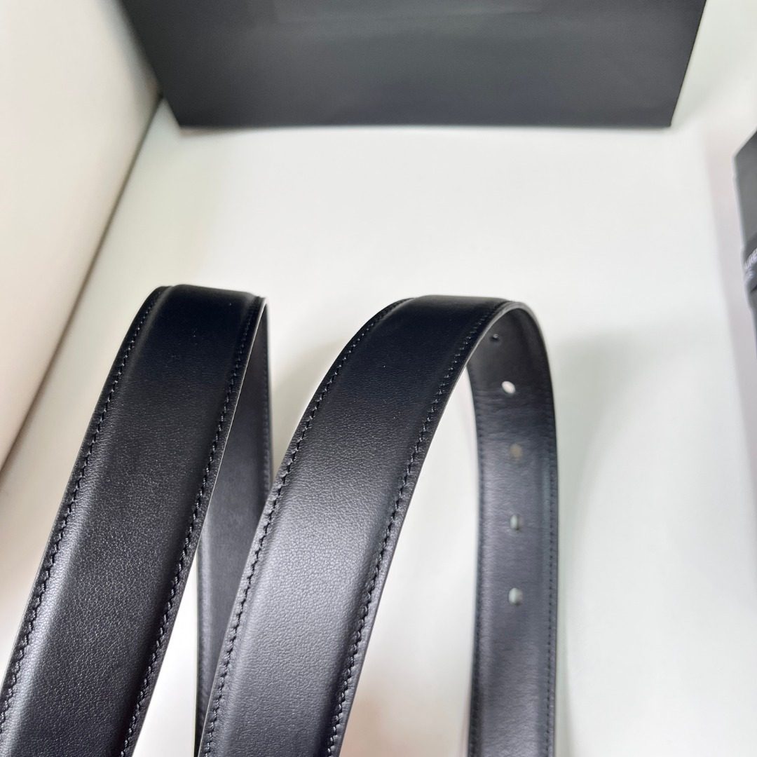 Yves Saint Laurent Gold Buckle Leather Belt