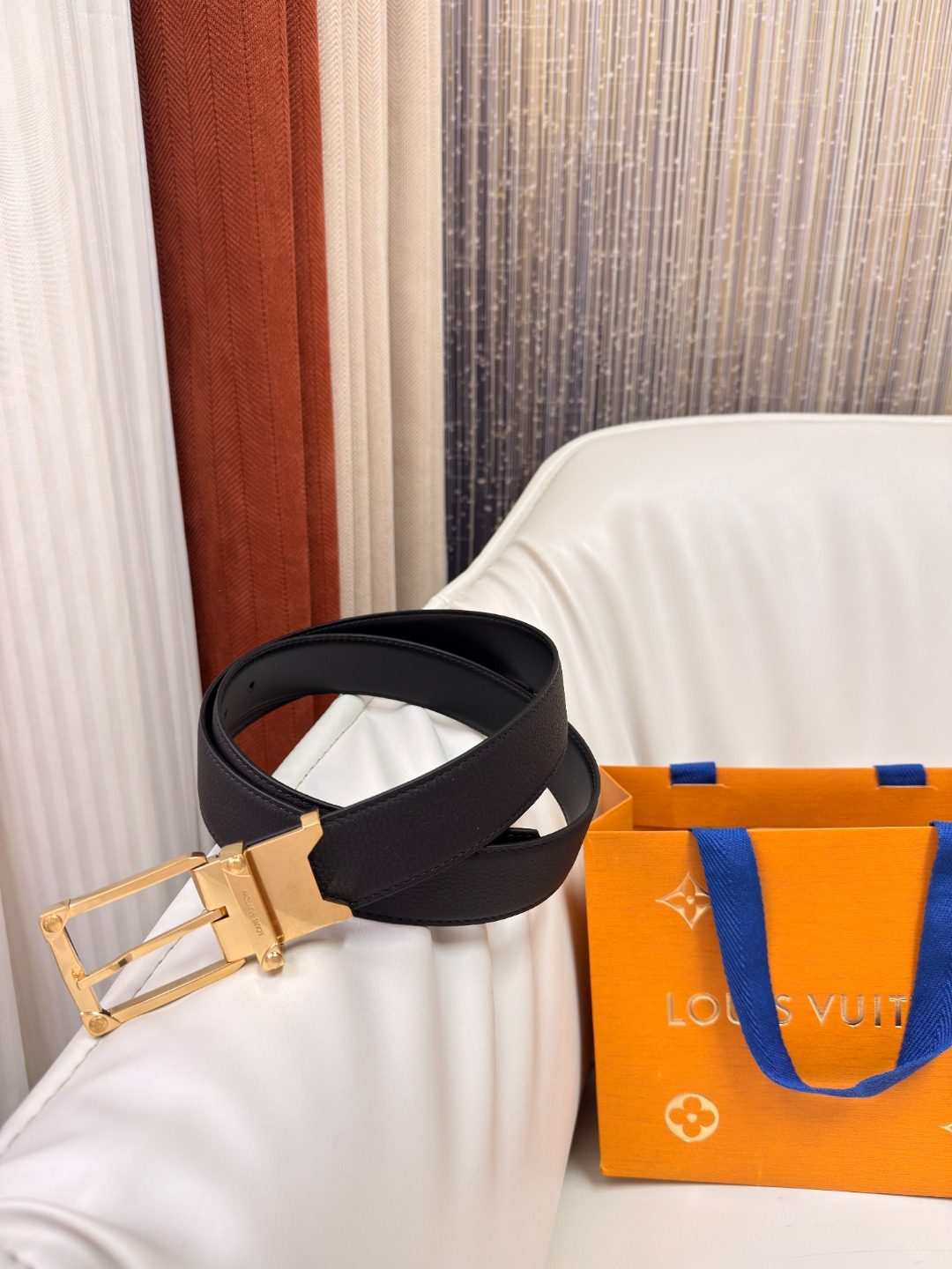 Louis Vuitton Black Leather Adjustable Belt