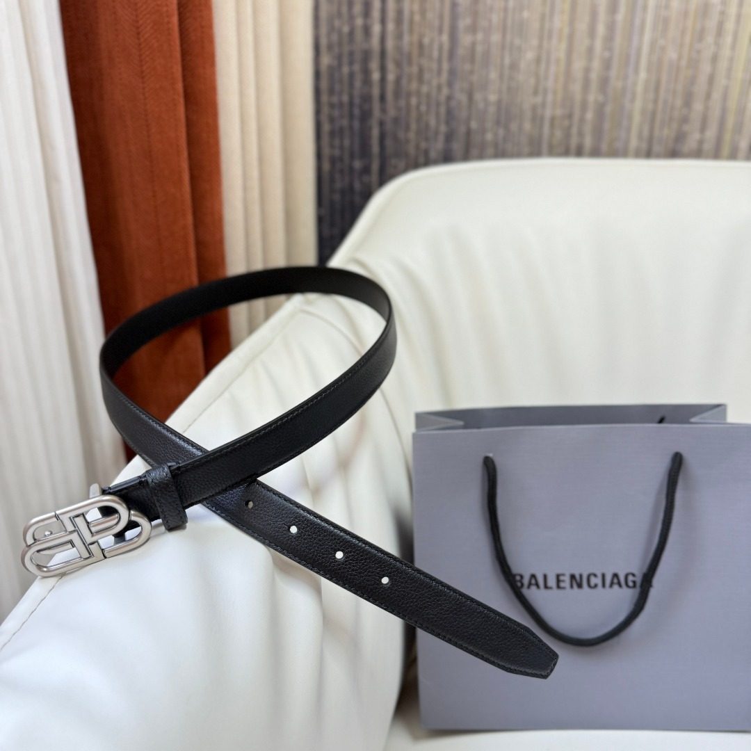 Balenciaga BB Logo Leather Belt Black