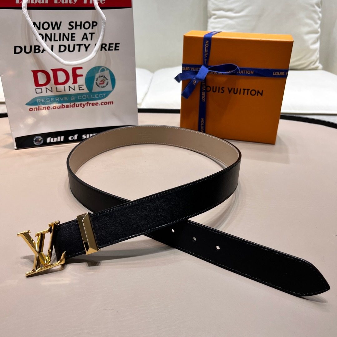 Louis Vuitton LV Initials Black Leather Belt