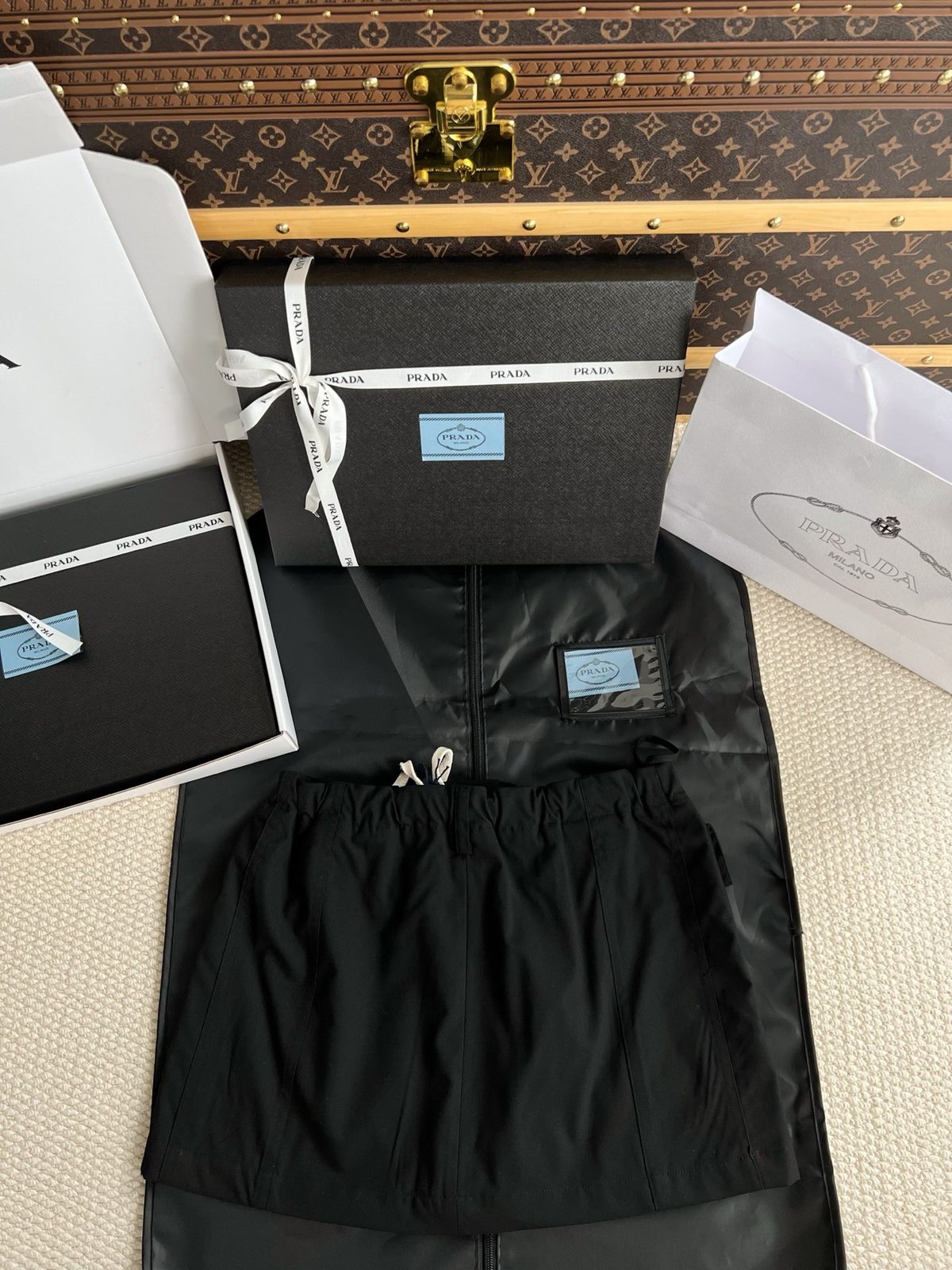 Prada Black Nylon Drawstring Pants