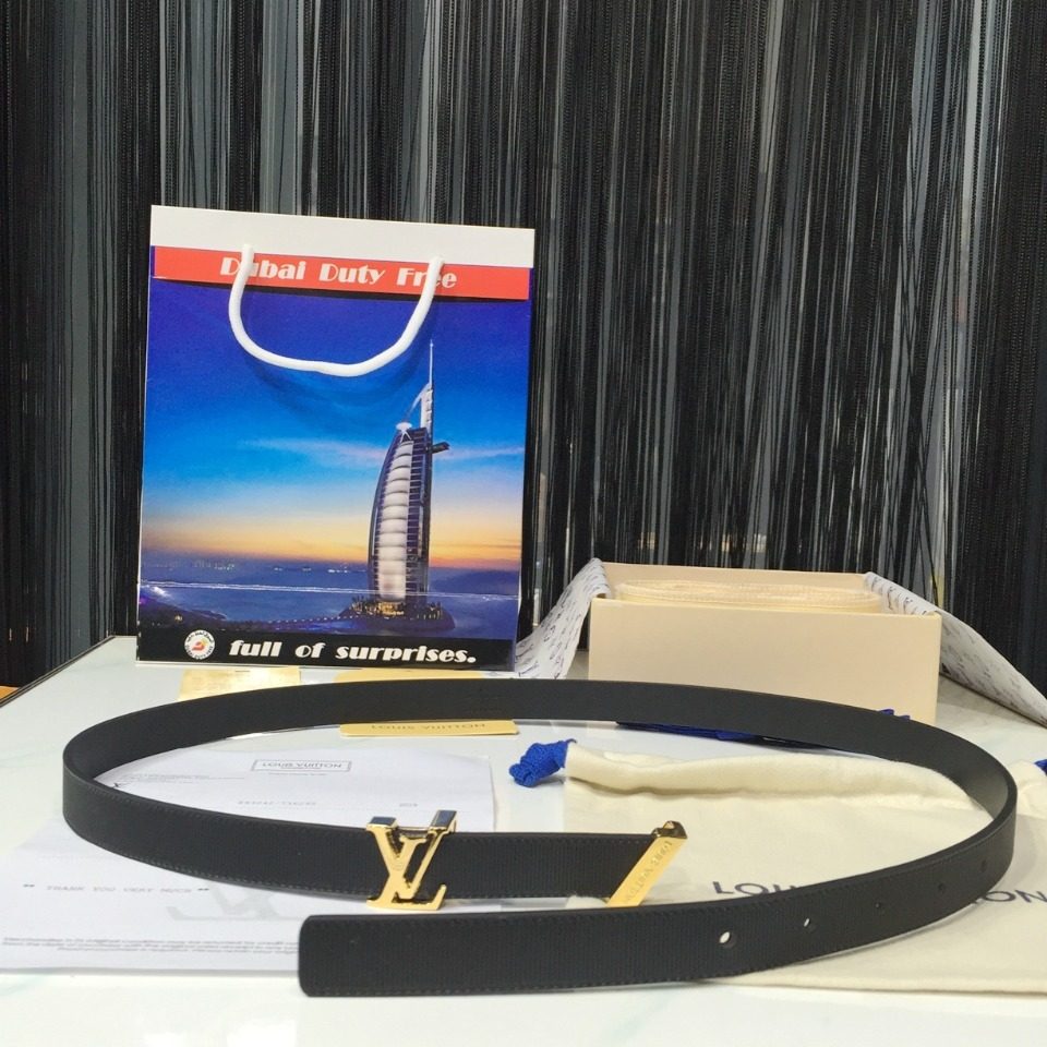 Louis Vuitton Initials Black Leather Belt
