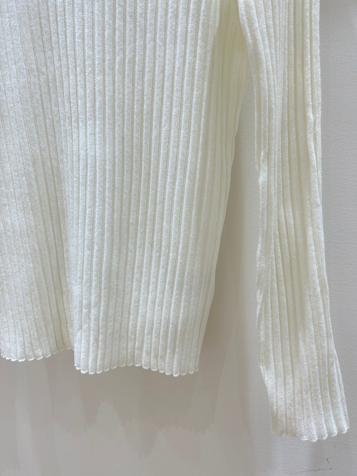 Cream Ribbed Knit Sweater