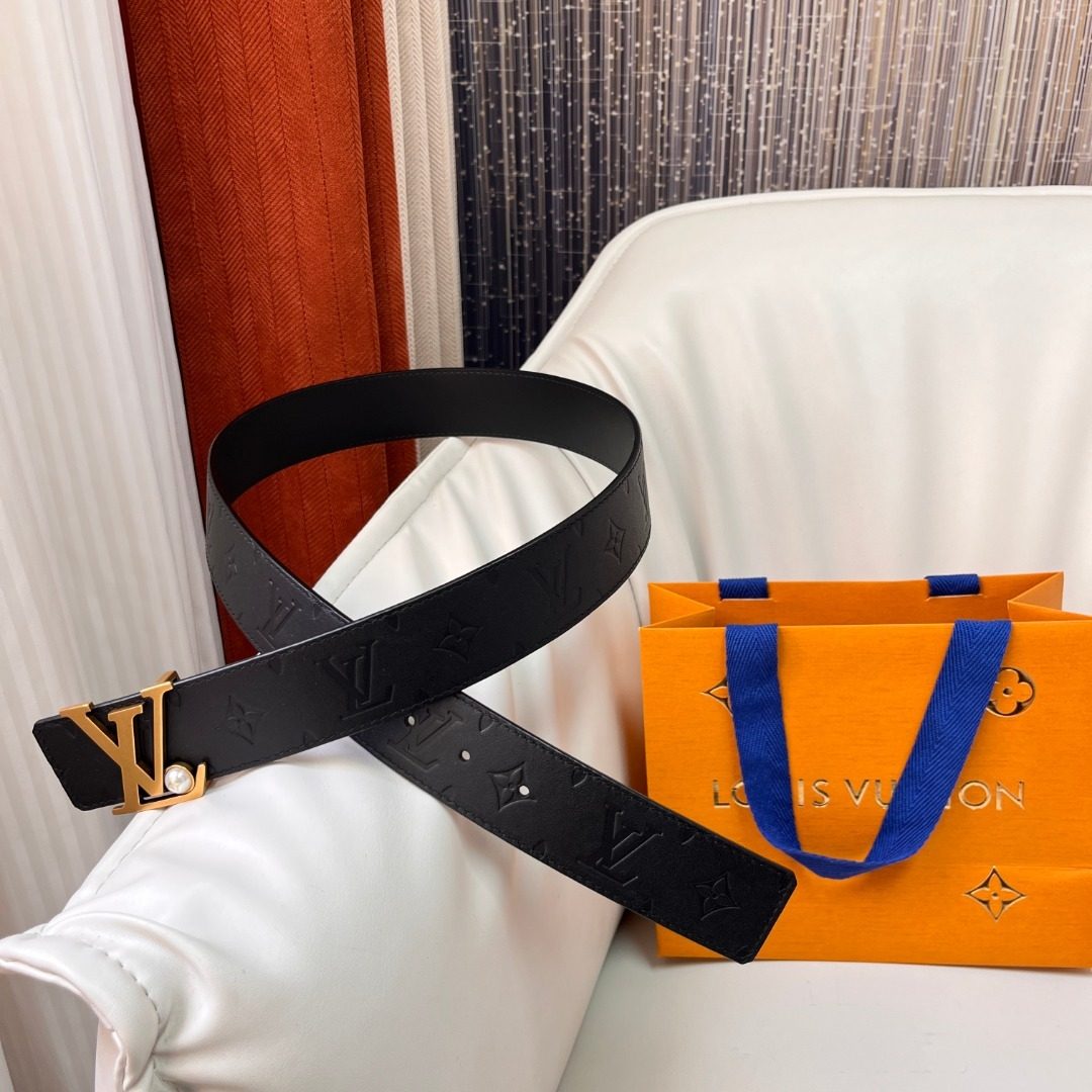 Louis Vuitton Monogram Black Leather Belt
