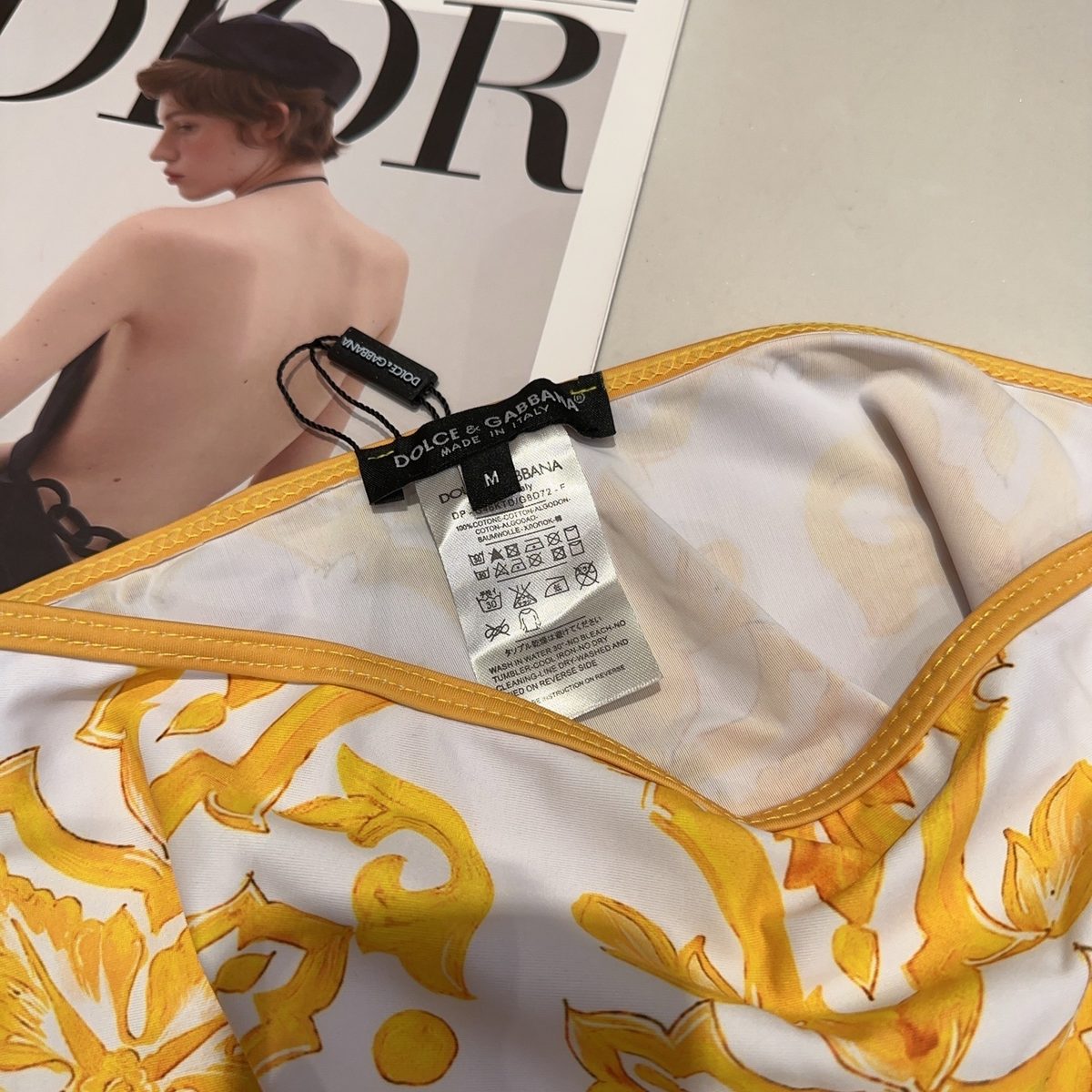 Dolce & Gabbana Gold Baroque Print Swim Briefs