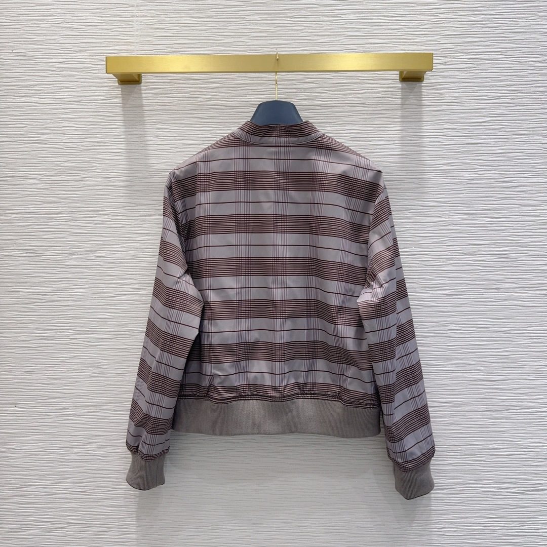 Striped Wool Blend Bomber Jacket