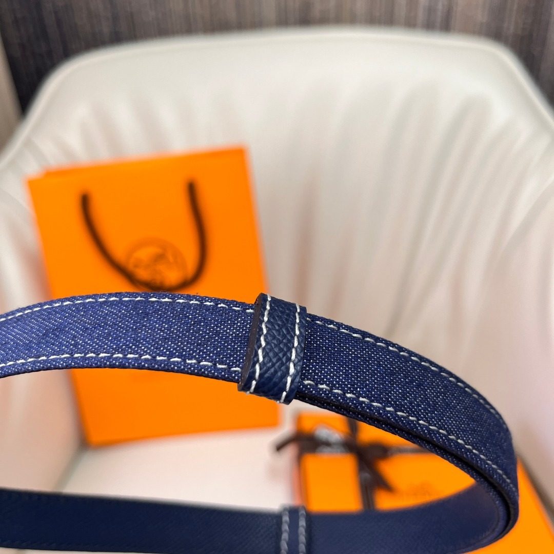 Hermès Canvas and Leather Belt Navy