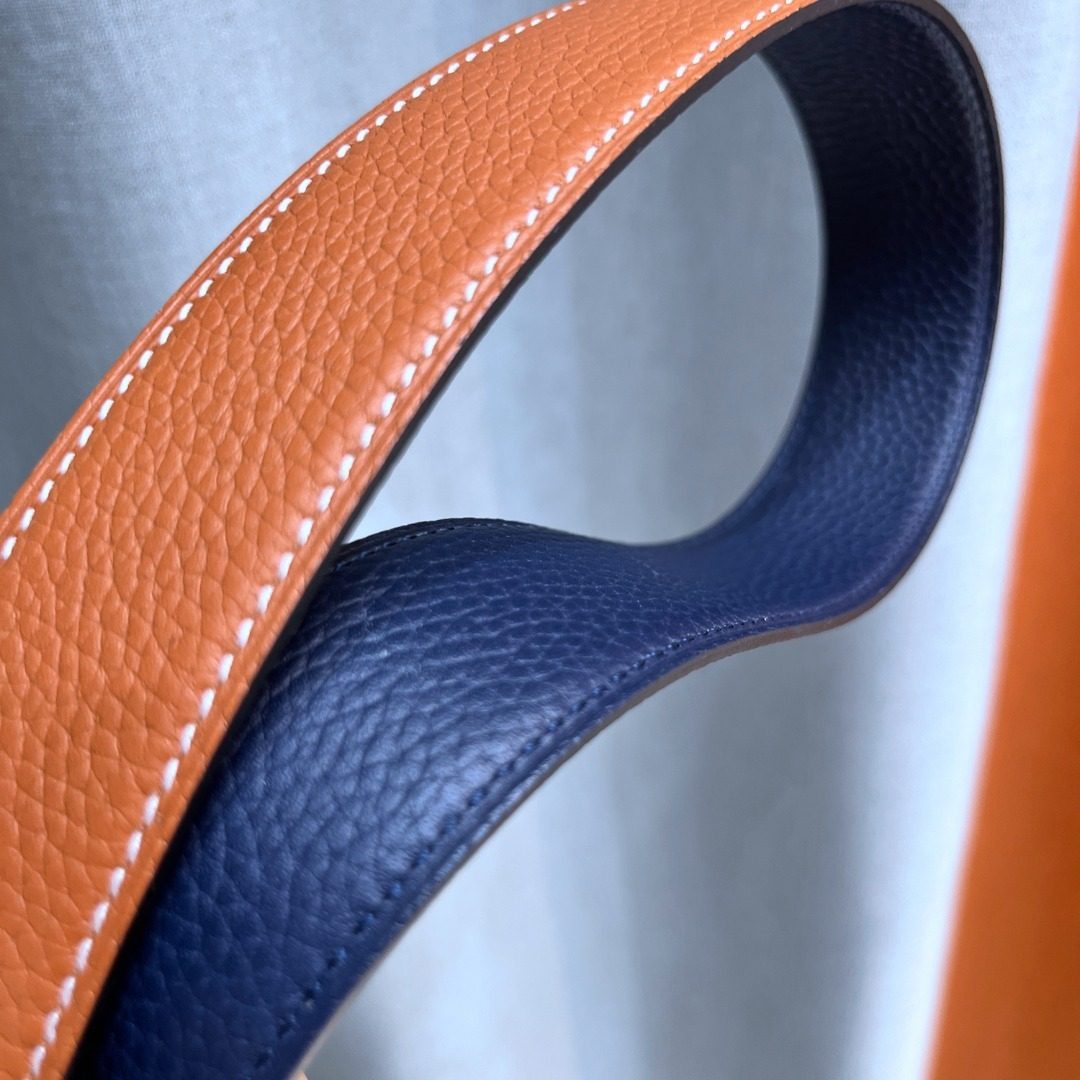 Hermès Reversible Leather Belt Orange/Navy