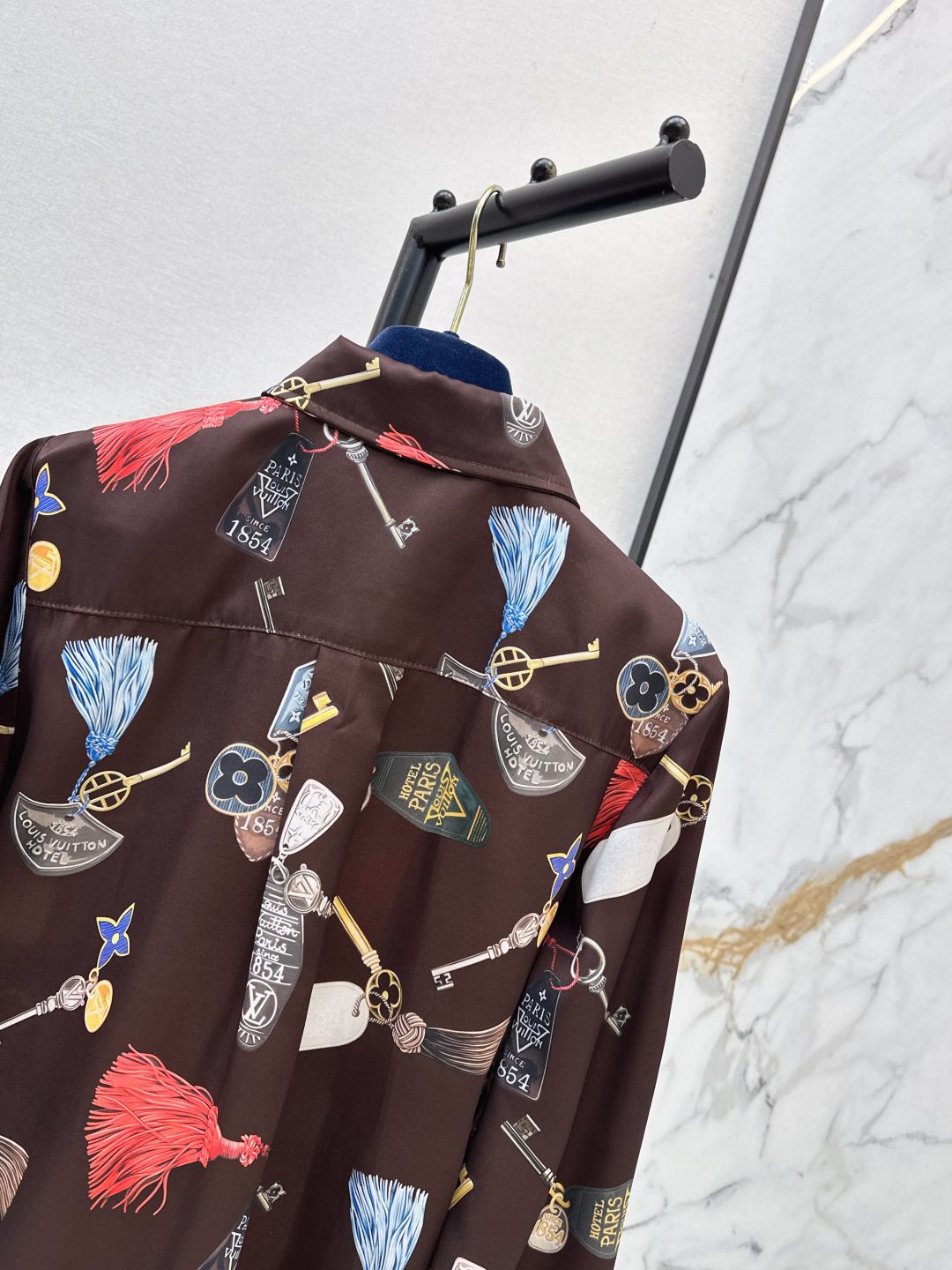 Louis Vuitton Monogram Tassel Print Silk Shirt