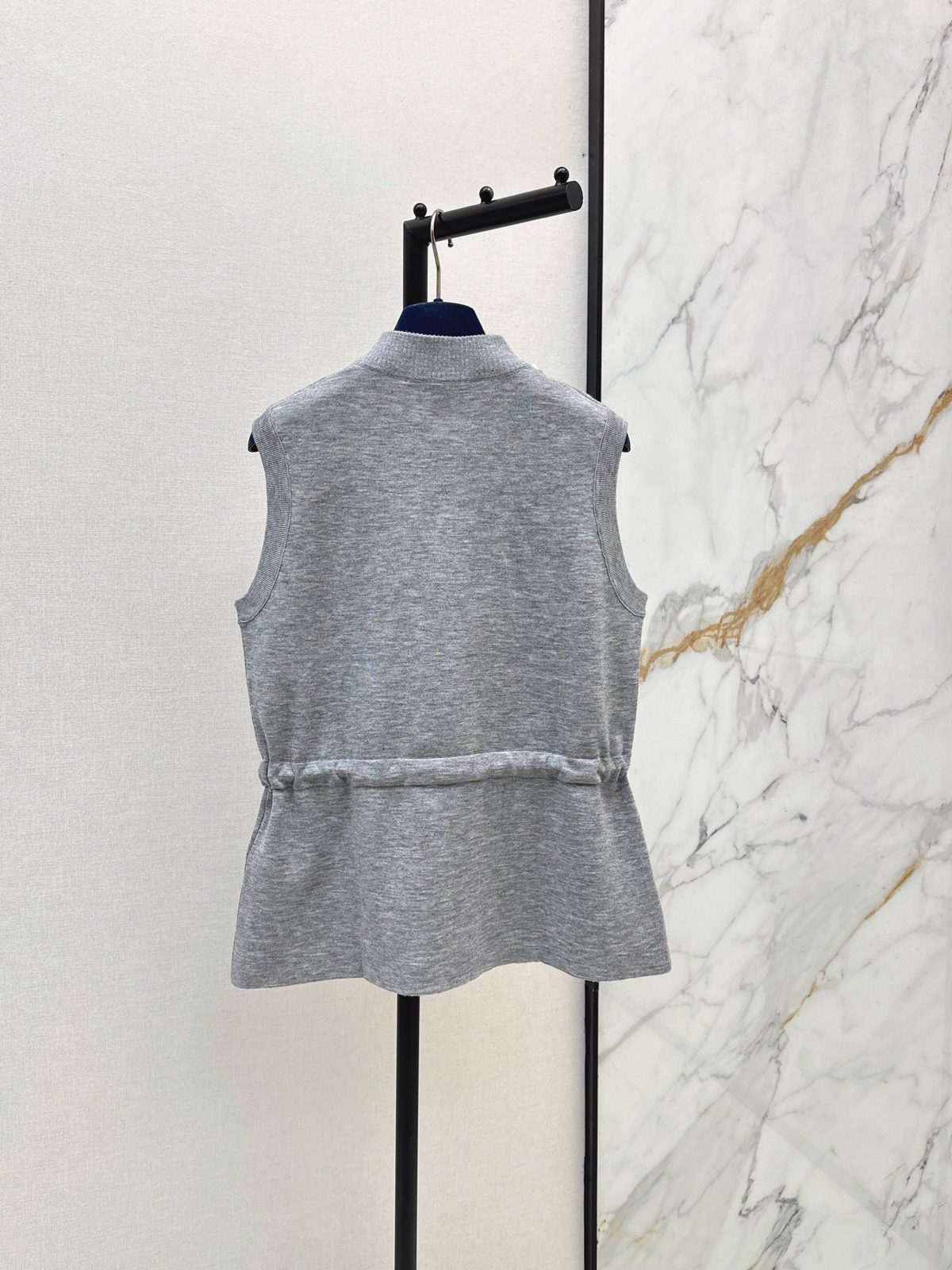 Gray Wool Blend Sleeveless Vest