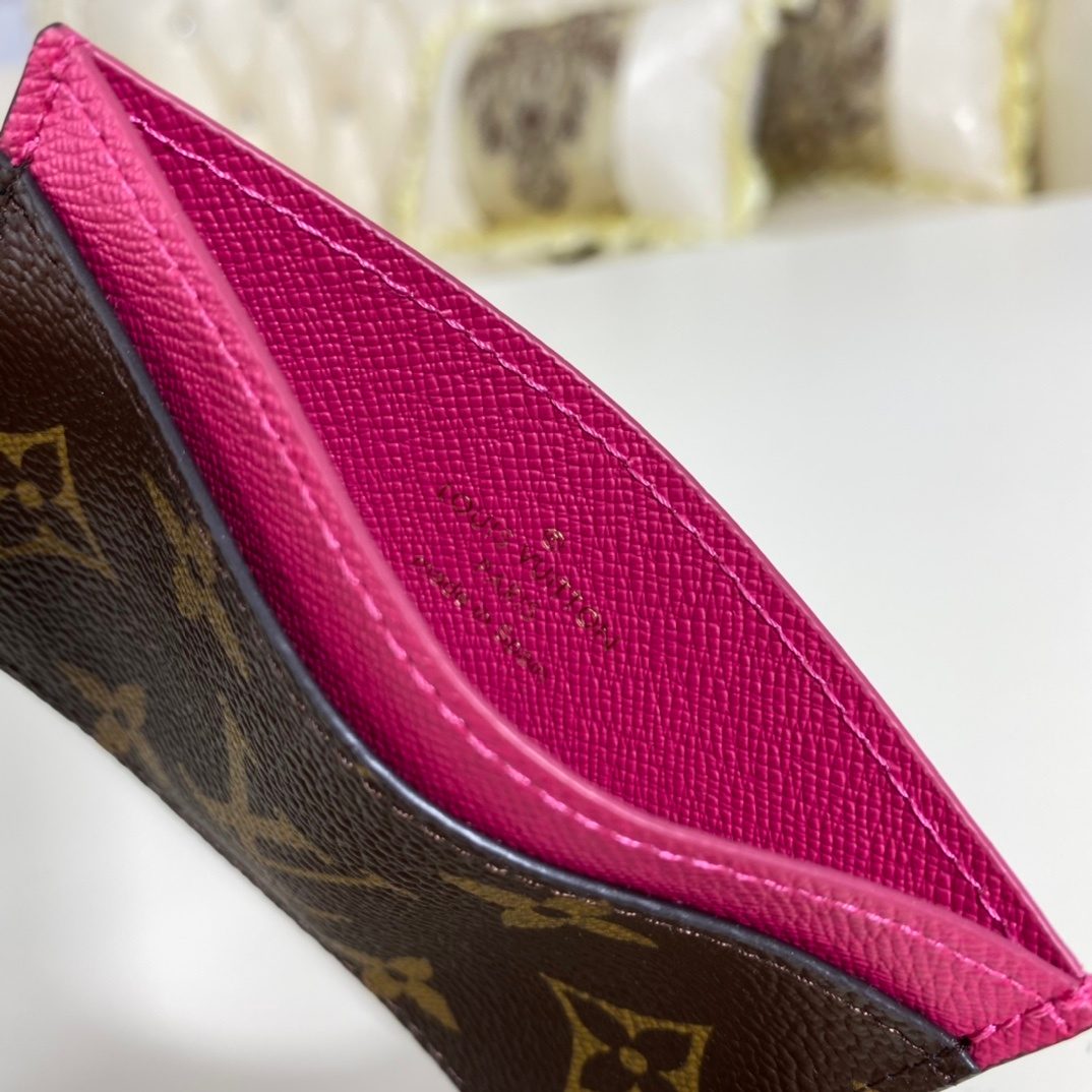 Louis Vuitton Monogram Canvas Card Holder, Fuchsia Interior