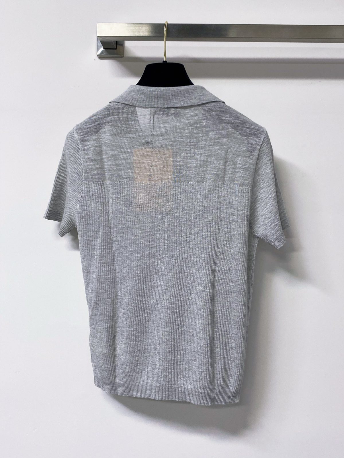 Miu Miu Ribbed Polo Shirt Gray