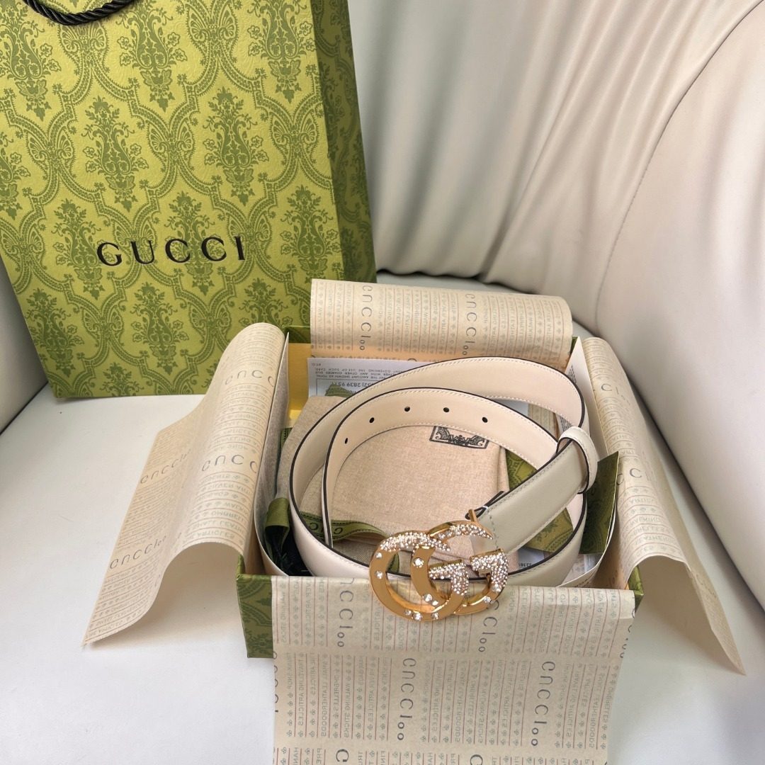 Gucci GG Marmont Crystal Leather Belt